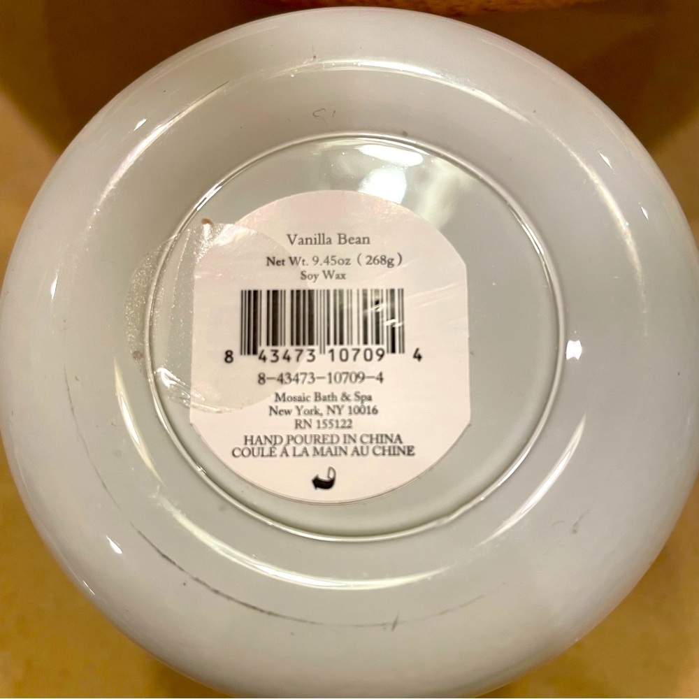 Mosaic Bath & Spa Etymology Vanilla Bean Candle NEW - Picture 4 of 4